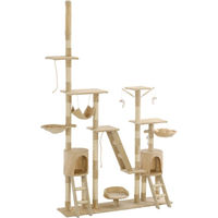 Produktbild von vidaXL Katzen-Kratzbaum mit Sisal-Kratzsäulen aus Plüsch in Beige 240 cm