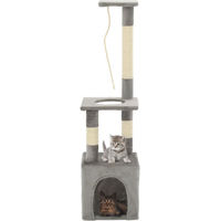 Produktbild von vidaXL Katzen-Kratzbaum mit Sisal-Kratzsäulen aus Plüsch in Grau 109 cm