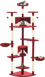 vidaXL Katzen-Kratzbaum mit Sisal-Kratzsäulen in Rot und Weiß 203 cm – Bild 1 von 2