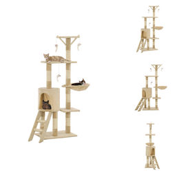vidaXL Katzen-Kratzbaum mit Sisal-Säulen 138 cm Beige – Bild 1 von 1