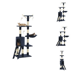 vidaXL Katzen-Kratzbaum mit Sisal-Säulen 138 cm Dunkelblau – Bild 1 von 1