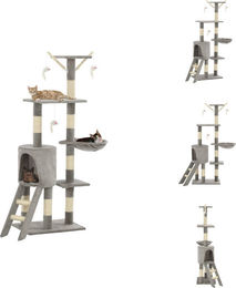 vidaXL Katzen-Kratzbaum mit Sisal-Säulen 138 cm Grau – Bild 1 von 1