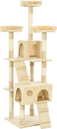 vidaXL Katzen-Kratzbaum mit Sisal-Säulen aus Plüsch in Beige 170 cm – Bild 1 von 1