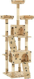 vidaXL Katzen-Kratzbaum mit Sisal-Säulen in Beige mit Pfoten-Aufdruck 170 cm – Bild 1 von 1