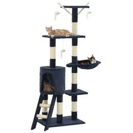 vidaXL Katzen-Kratzbaum mit Sisal-Säulen in Dunkelblau 138 cm – Bild 1 von 1
