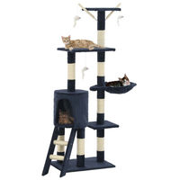 Produktbild von vidaXL Katzen-Kratzbaum mit Sisal-Säulen in Dunkelblau 138 cm