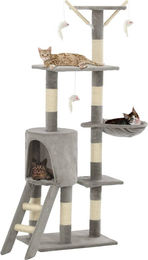 vidaXL Katzen-Kratzbaum mit Sisal-Säulen in Grau 138 cm – Bild 1 von 1