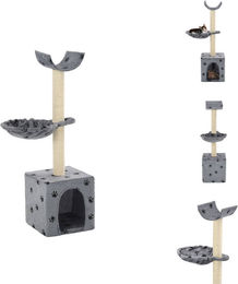 vidaXL Katzen-Kratzbaum mit Sisal-Säulen und Pfoten-Aufdruck Grau 105 cm – Bild 1 von 1