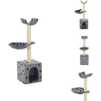 Produktbild von vidaXL Katzen-Kratzbaum mit Sisal-Säulen und Pfoten-Aufdruck Grau 105 cm