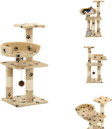 vidaXL Katzen-Kratzbaum mit Sisal-Säulen und Pfoten-Aufdruck in Beige 65 cm – Bild 1 von 1