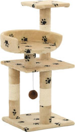 vidaXL Katzen-Kratzbaum mit Sisal-Säulen und Pfoten-Aufdruck in Beige, 65 cm – Bild 1 von 1