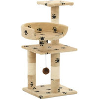 Produktbild von vidaXL Katzen-Kratzbaum mit Sisal-Säulen und Pfoten-Aufdruck in Beige, 65 cm