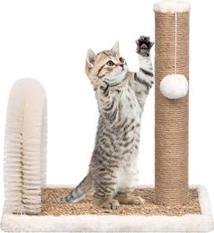 vidaXL Katzenbaum mit Fellpflegebogen und Kratzsäule aus Plüsch in Beige – Bild 1 von 1