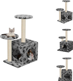 vidaXL Katzenbaum mit Sisal-Kratzsäule 60 cm Grau mit Pfoten-Aufdruck – Bild 1 von 1