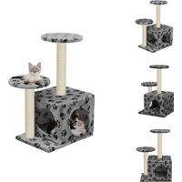 Produktbild von vidaXL Katzenbaum mit Sisal-Kratzsäule 60 cm Grau mit Pfoten-Aufdruck