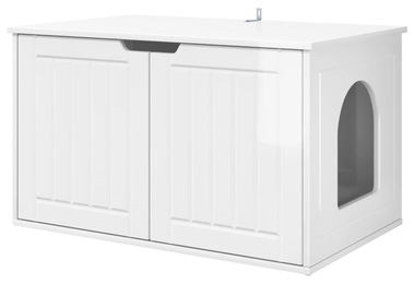 vidaXL Katzenhaus aus Holzwerkstoff in Glänzend Weiß 85 x 55 x 50,5 cm – Bild 1 von 1