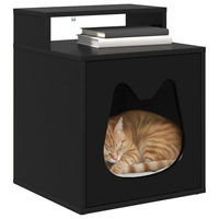 Produktbild von vidaXL Katzenhaus aus Holzwerkstoff in Schwarz 42,5 x 40 x 53,5 cm