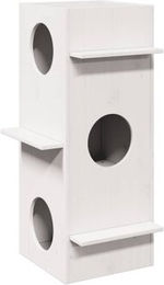 vidaXL Katzenhaus aus Kiefer Massivholz Weiß 43x43x90 cm – Bild 1 von 4