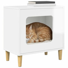 vidaXL Katzenhaus Glänzend Weiß aus Holzwerkstoff 51 x 30 x 52 cm – Bild 1 von 1