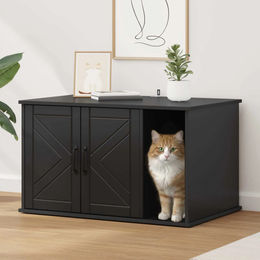 vidaXL Katzenhaus Schwarz aus Holzwerkstoff 85 x 55 x 50,5 cm – Bild 1 von 6