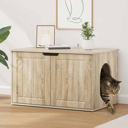 vidaXL Katzenhaus Sonoma aus Holzwerkstoff 85 x 55 x 50,5 cm – Bild 1 von 3