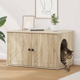 vidaXL Katzenhaus Sonoma aus Holzwerkstoff 85 x 55 x 50,5 cm – Bild 1 von 3