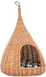 vidaXL Katzenhaus Tipi aus Naturweide mit Kissen für Kitten 40x60 cm – Bild 1 von 4