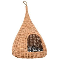 Produktbild von vidaXL Katzenhaus Tipi aus Naturweide mit Kissen für Kitten 40x60 cm