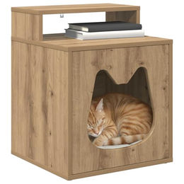 vidaXL Katzenhöhle aus Holz in Eiche Optik Braun 42,5 x 40 x 53,5 cm – Bild 1 von 5