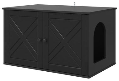 vidaXL Katzenhöhle aus Holz Schwarz 85 x 55 x 50,5 cm – Bild 1 von 2