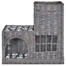 vidaXL Katzenhöhle aus Weide mit Kissen als Katzenbett und Kratzmöglichkeit – Bild 1 von 7