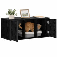 Produktbild von vidaXL Katzenkiste Möbel Schwarz Eichen-Optik 100 x 49 x 45 cm