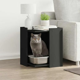 vidaXL Katzenklo Schrank als Beistelltisch in Schwarz aus Holz – Bild 1 von 2