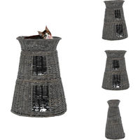 Produktbild von vidaXL Katzenkorb-Set aus Naturweide mit Kissen Grau 47x34x60 cm