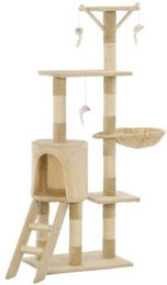 vidaXL Katzenkratzbaum aus Plüsch in Beige mit 138cm Höhe – Bild 1 von 12