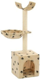 vidaXL Katzenkratzbaum aus Plüsch und Sisal in Beige mit Pfoten-Aufdruck 105 cm – Bild 1 von 1