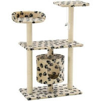 Produktbild von vidaXL Katzenkratzbaum aus Sisal in Beige mit Pfoten-Aufdruck 95cm