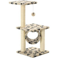Produktbild von vidaXL Katzenkratzbaum aus Sisal in Beige mit Pfoten-Aufdruck für Kitten und Katzen 65cm