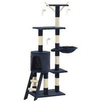 Produktbild von vidaXL Katzenkratzbaum aus Sisal in Dunkelblau mit 138 cm Höhe