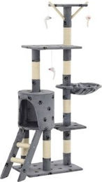 vidaXL Katzenkratzbaum aus Sisal in Grau mit 138 cm Höhe – Bild 1 von 10