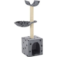 Produktbild von vidaXL Katzenkratzbaum aus Sisal mit Pfoten-Aufdruck in Grau 105cm