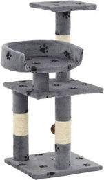 vidaXL Katzenkratzbaum aus Sisal mit Pfoten-Aufdruck in Grau 65cm – Bild 1 von 8