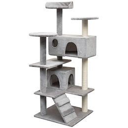 vidaXL Katzenkratzbaum aus Sisal und Plüsch in Grau 125cm – Bild 1 von 5