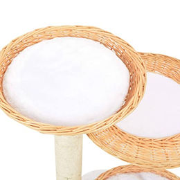 Produktbild von vidaXL Katzenkratzbaum aus Weidenholz mit 3 Körben und abnehmbaren Kissen in Beige 68 cm