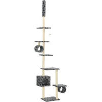 Produktbild von vidaXL Katzenkratzbaum mit Deckenspanner aus Plüsch und Sisal Grau 260cm