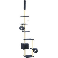Produktbild von vidaXL Katzenkratzbaum mit Deckenspanner aus Sisal und Plüsch 260cm Dunkelblau