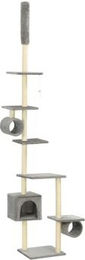 vidaXL Katzenkratzbaum mit Deckenspanner aus Sisal und Plüsch Grau 260cm – Bild 1 von 10