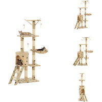 Produktbild von vidaXL Katzenkratzbaum mit Sisal 138 cm in Beige mit Pfoten-Aufdruck