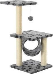 vidaXL Katzenkratzbaum mit Sisal und Pfoten-Muster in Grau 65cm – Bild 1 von 9