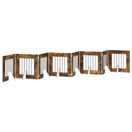 vidaXL Klappbares Hundetor mit Ständern in Räuchereiche 60 cm 8 Stück – Bild 1 von 1